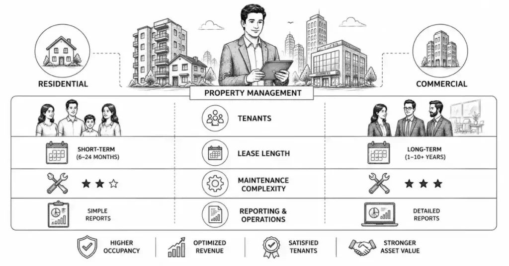 residential vs commercial property management | flm | frontlines edutech