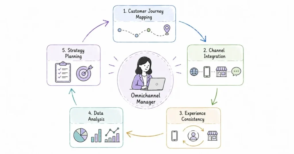 Omnichannel experience manager workflow and responsibilities | FLM | FrontlinesEduTech