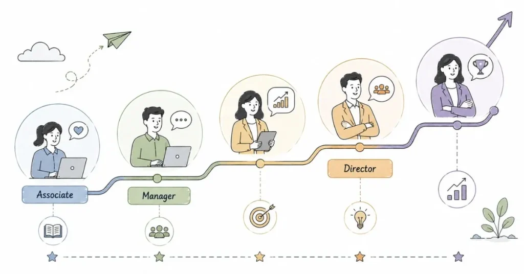 Customer Success career ladder from Associate to VP. | FLM | FrontlinesEduTech