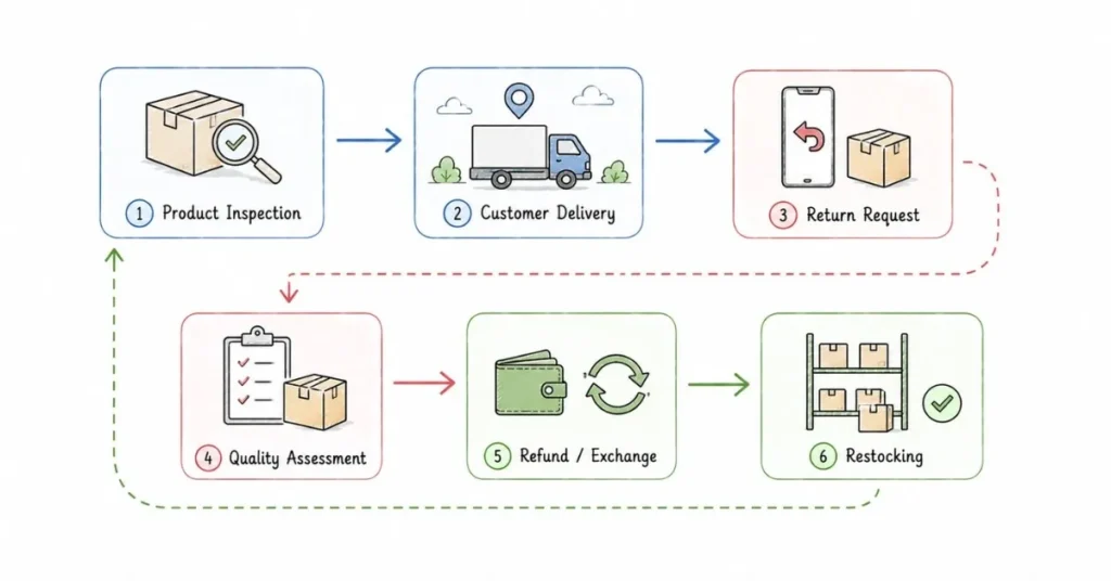 Product quality control and returns management workflow | FLM | FrontlinesEduTech