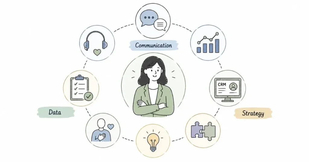 Customer Success skills including communication, CRM, analytics, and strategy. | FLM | FrontlinesEduTech