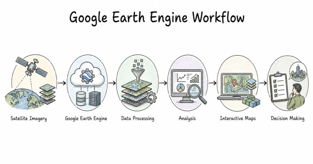 Google Earth Engine workflow. | FLM | FrontlinesEduTech